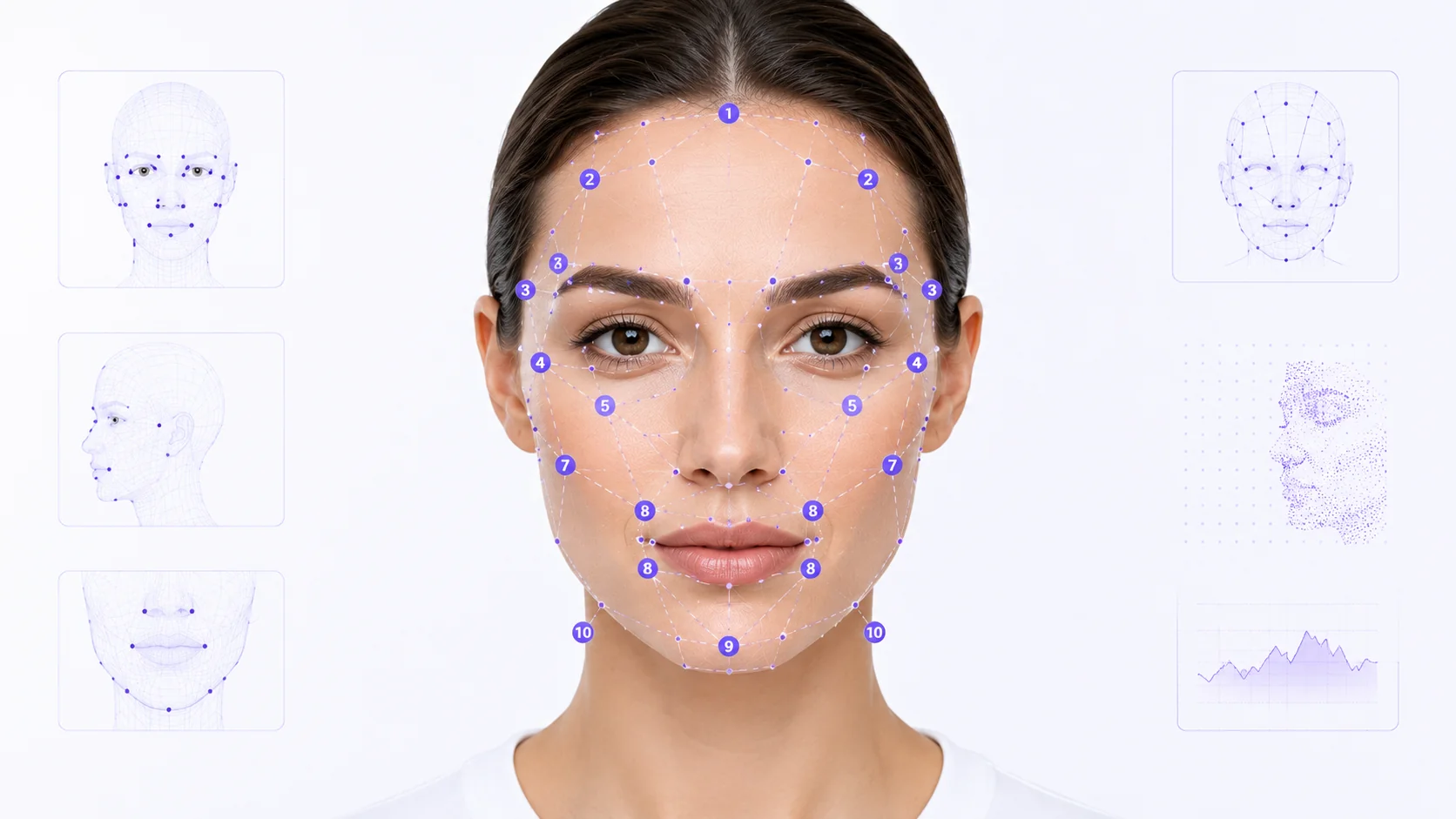 Facial Action Coding System diagram showing 44 Action Unit measurement points for emotional analysis